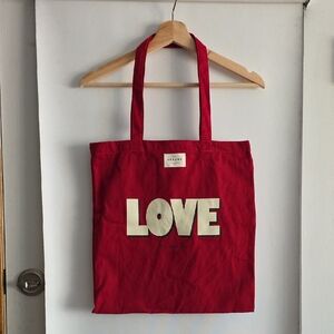 Sezane Red Canvas Love Tote Bag